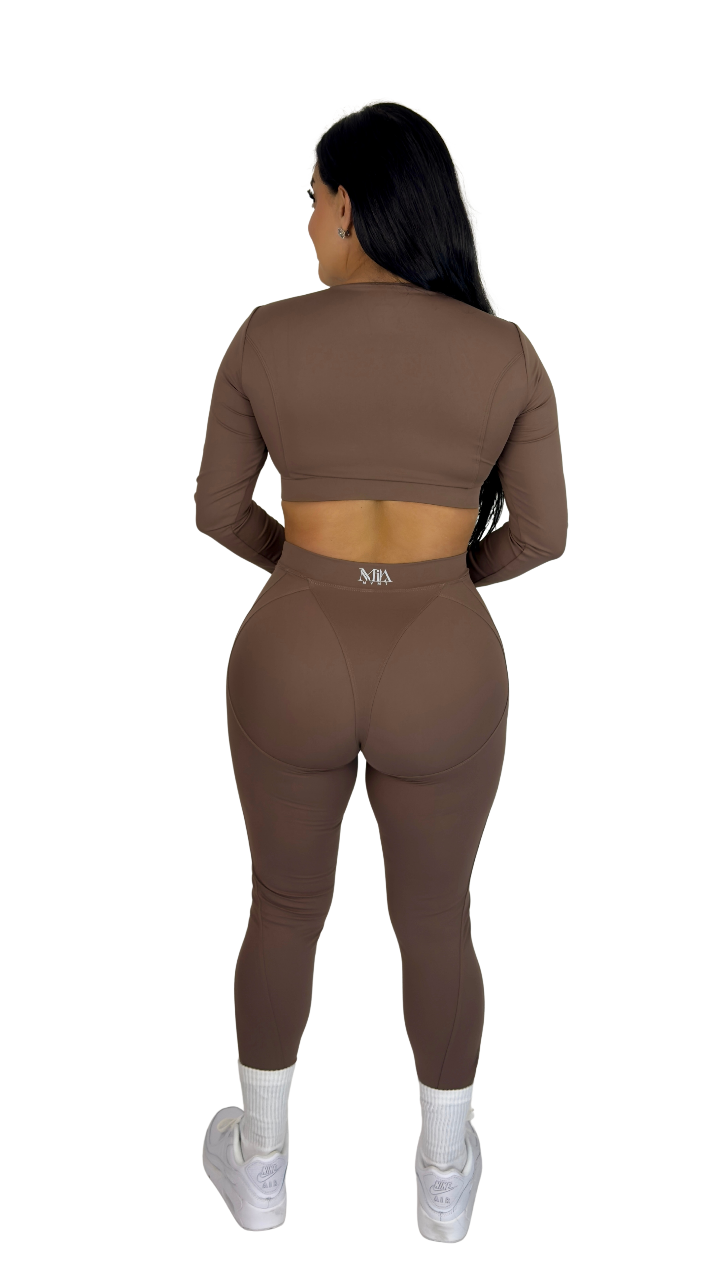 Forme Sculpt Long Sleeve Crop Top - Brown - MILA MVMT