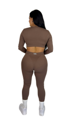 Forme Sculpt Long Sleeve Crop Top - Brown - MILA MVMT