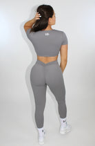 MILAMVMTSportswearWorkoutShortsLeggingsTopsSportsBras front facing gray color crop top