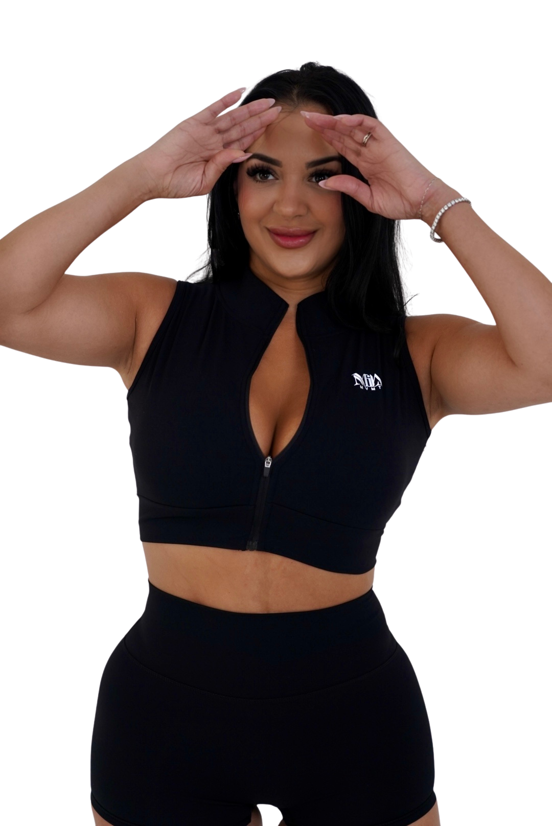 Noxie Zip Up Crop Top - Black - MILA MVMT
