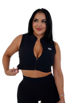 Noxie Zip Up Crop Top - Black - MILA MVMT