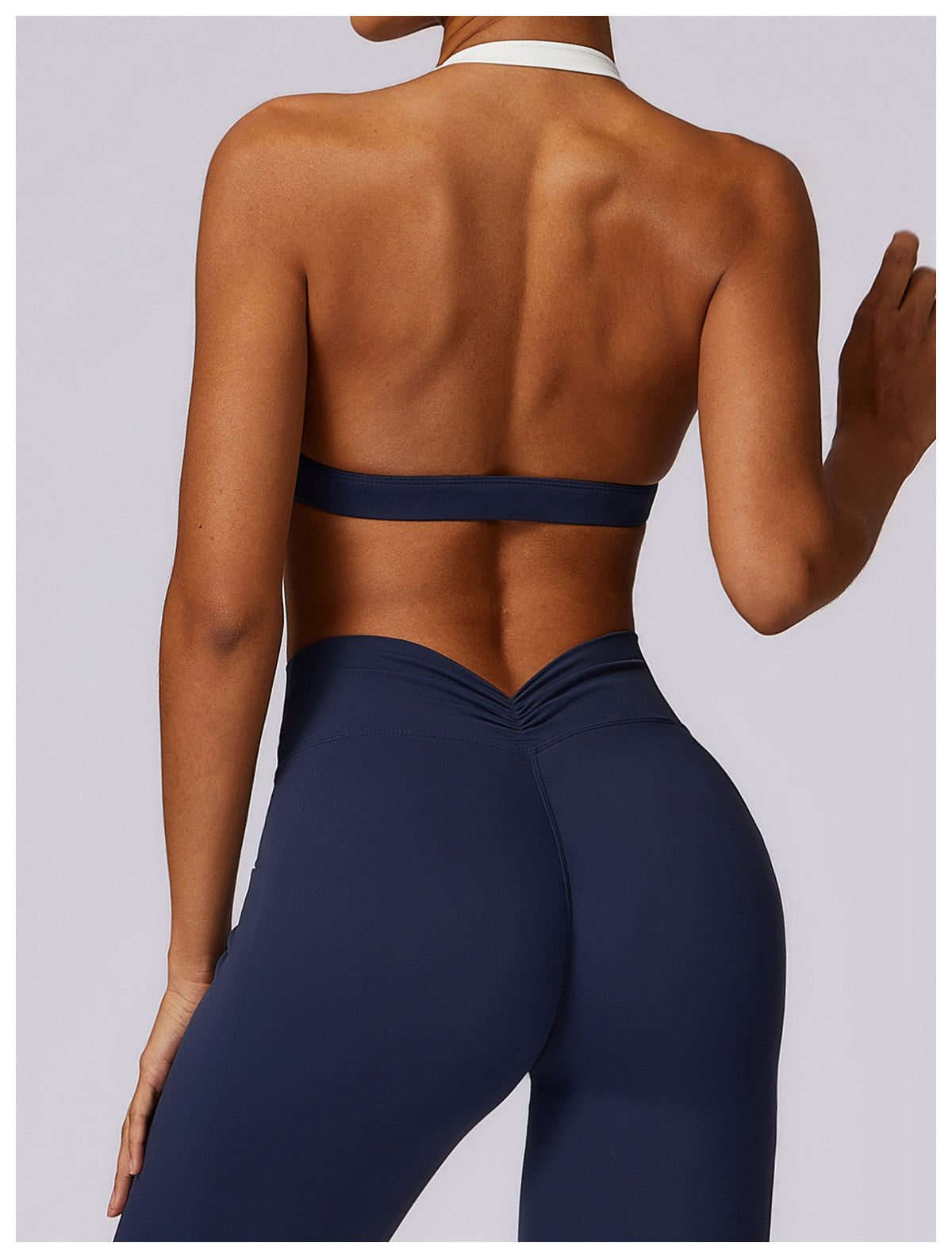 Jenna Contrast Sports Bra and Pocket Leggings Set - Navy MILA MVMT