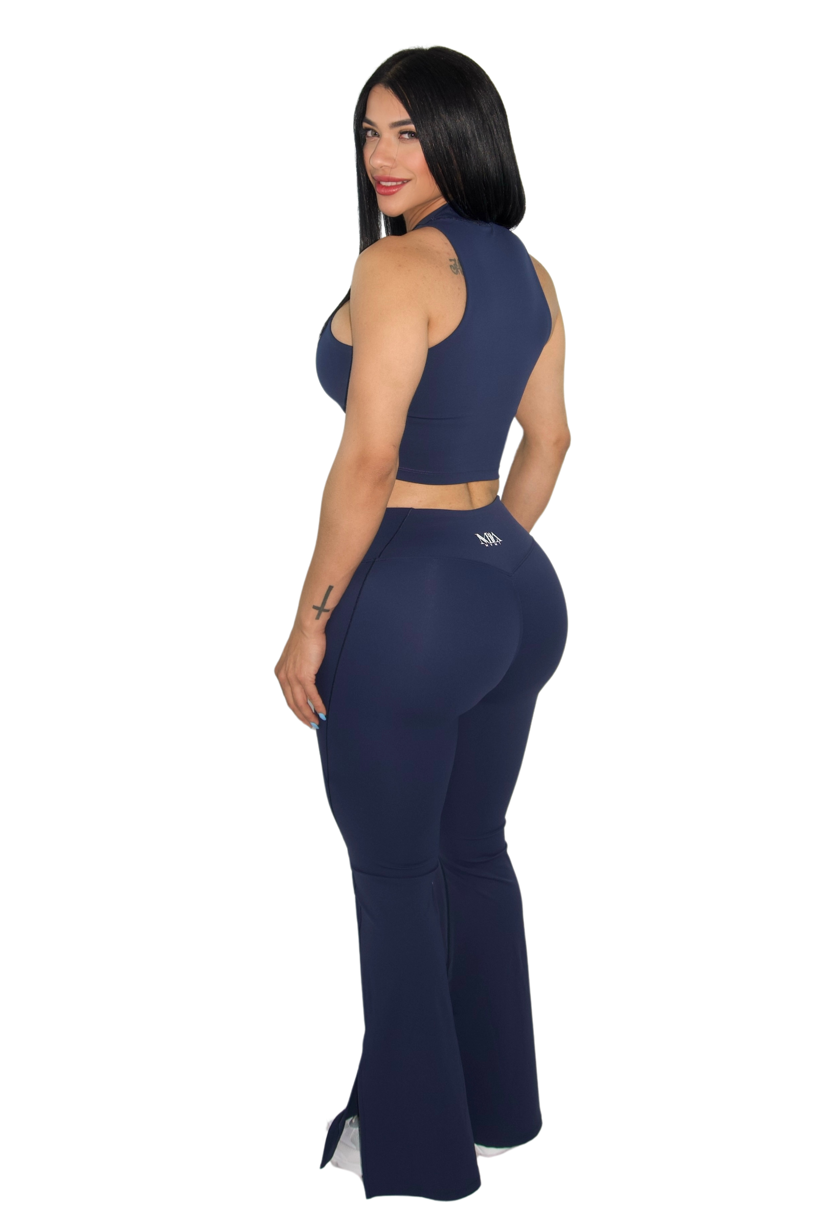 Paloma Petite Luxe Flare Legging & Top Set - Navy - MILA MVMT