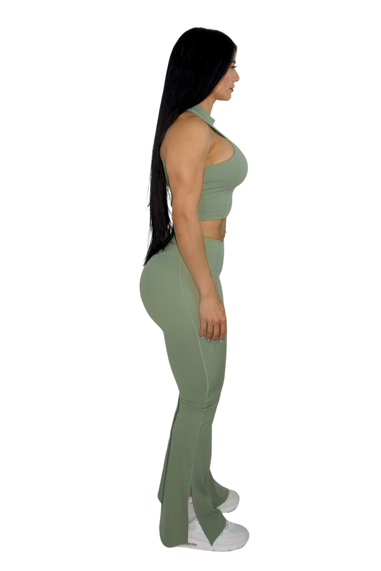 Paloma Petite Luxe Flare Legging & Top Set - Sage - MILA MVMT