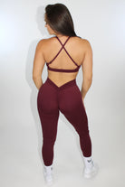 Pia Peekaboo Push-Up Halter Sports Bra Cranberry - Back
