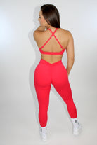 Pia Peekaboo Push-Up Halter Sports Bra Scarlet Red - Back view