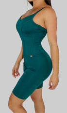 woman modeling corset athletic romper from MILA MVMT sportswear