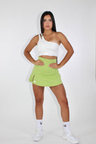 Salma One-Shoulder High Impact Sports Bra White - Front view