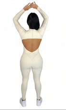 Sculpt Line Open Back Bodysuit - Beige - MILA MVMT