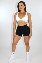 Selene Scrunch Booty Pocket Shorts Black - Front view
