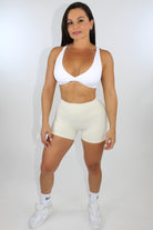 Selene Scrunch Booty Pocket Shorts - Cream front view