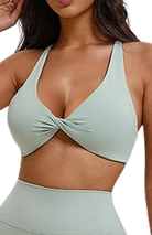 Thea Twist Front Bra - Sage - MILA MVMT
