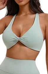 Thea Twist Front Bra - Sage - MILA MVMT