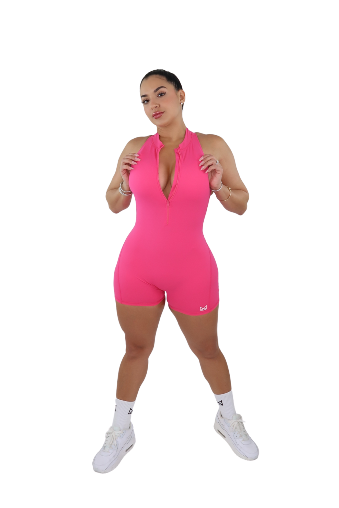 Jada Zip Up Romper - Raspberry Pink - MILA MVMT