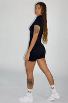 Zippered Athletic Romper in Black
