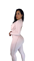 Sculpt Line Open Back Bodysuit - Baby Pink - MILA MVMT